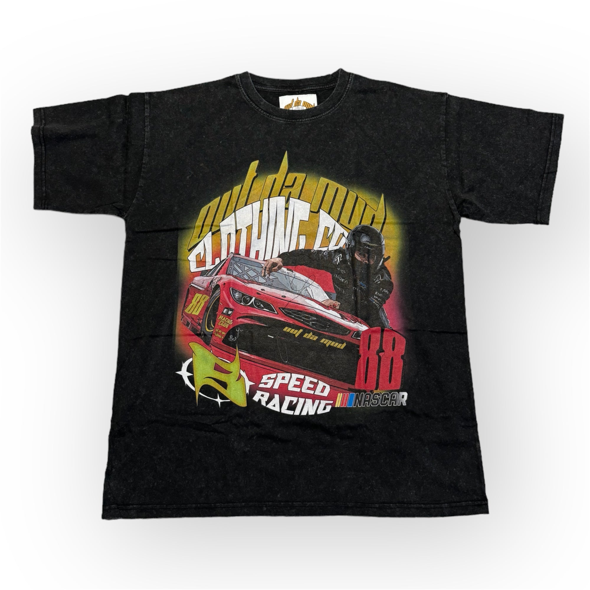 BLACK (FAST LANE) ACID WASHED T-SHIRT – out da mud clothing co.
