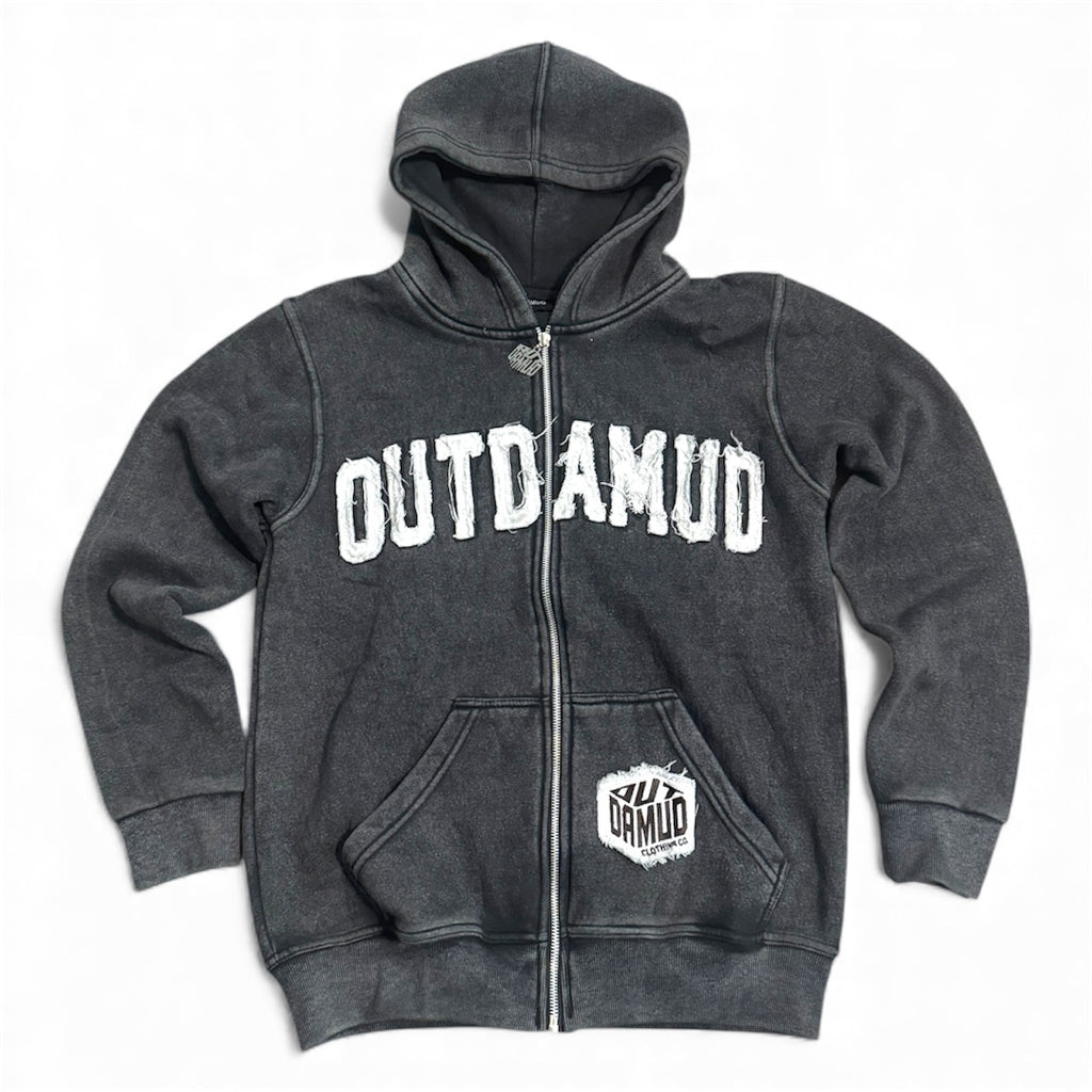 DISTRESSED ACID WASHED HOODIE