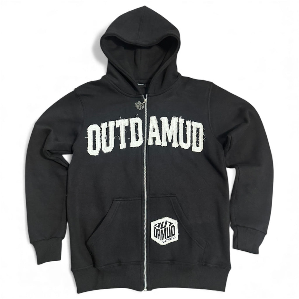 DISTRESSED BLACK HOODIE