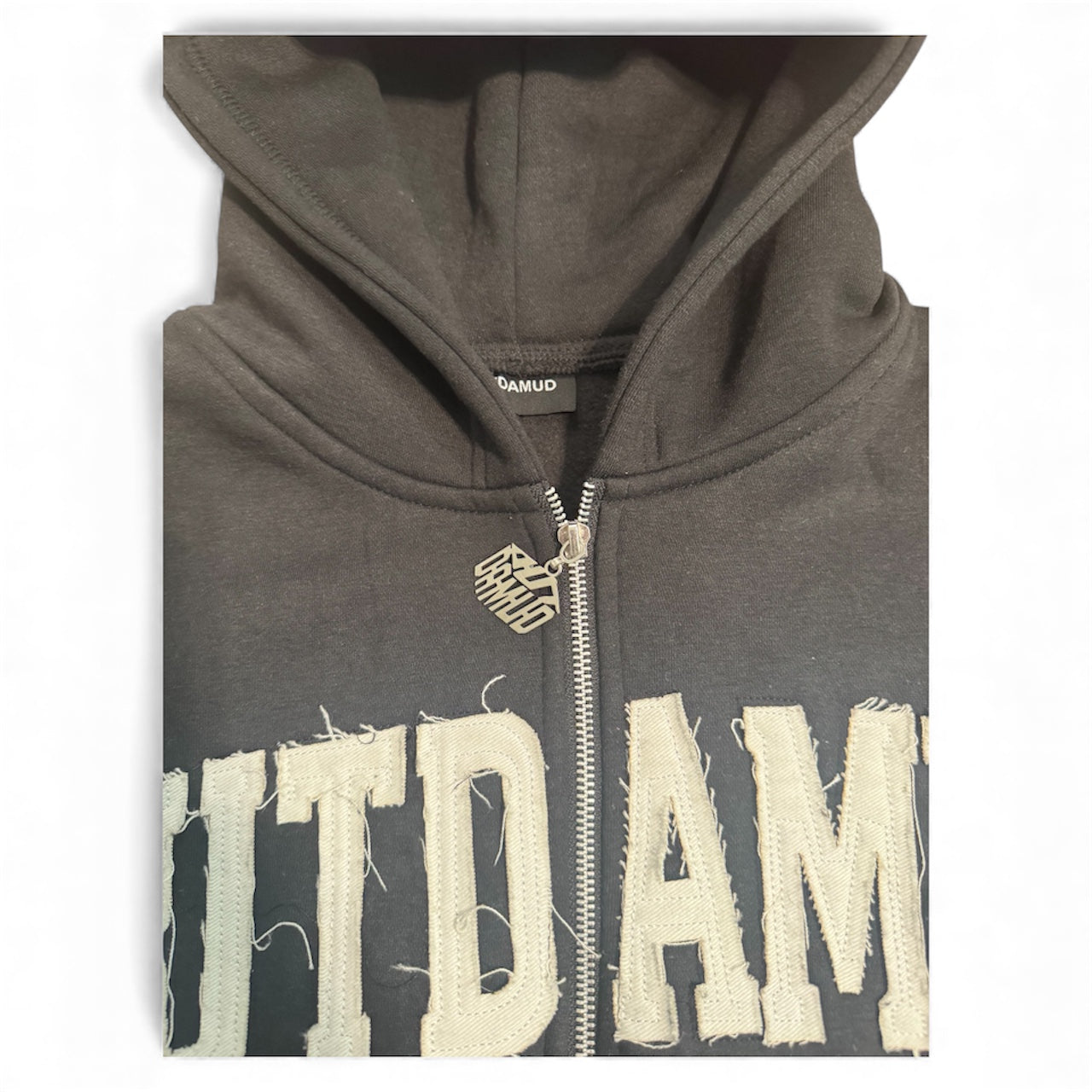 DISTRESSED BLACK HOODIE